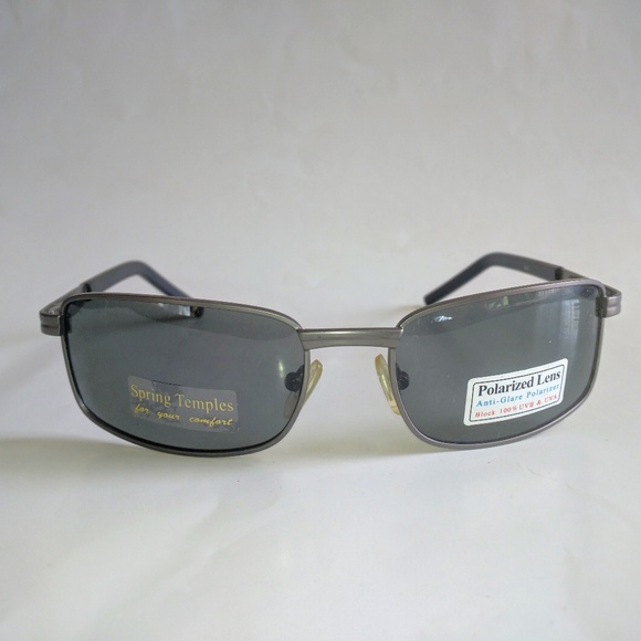 NWT Vintage 90's Rectangle Metal Sports Polarized Sunglasses (Gunmetal) - Picture 1 of 4